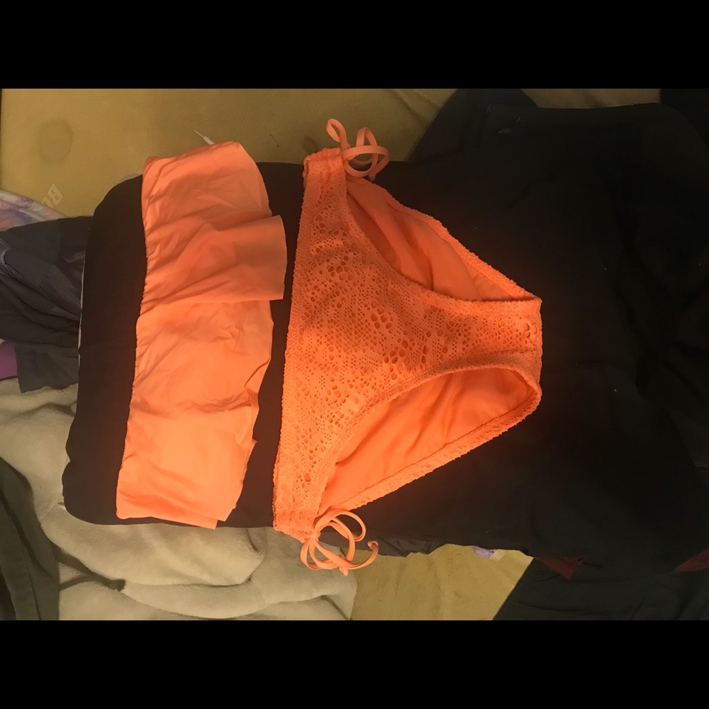 orange tube top bikini